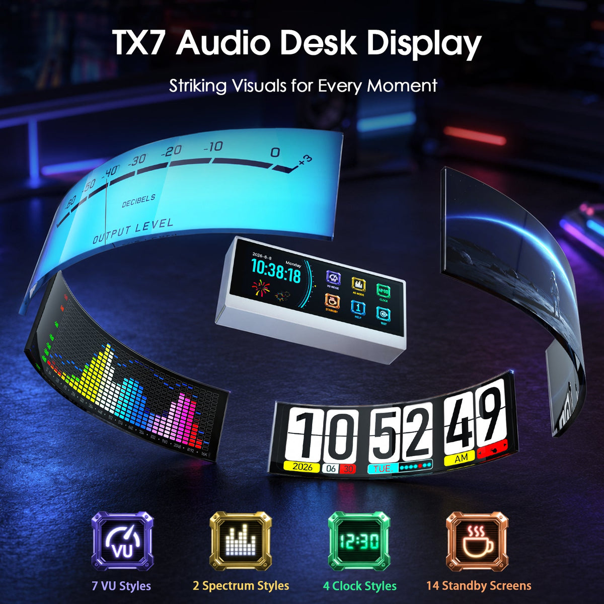 Douk Audio TX7 - pantalla de espectro