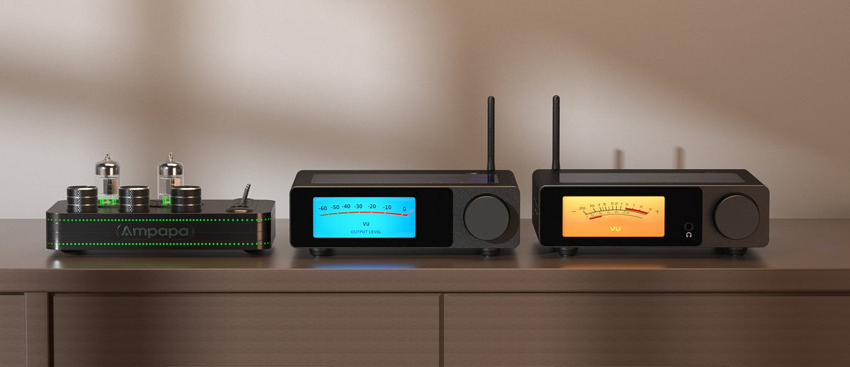 Equipos HiFi Douk Audio y Nobsound en ambiente cálido - Delity Audio