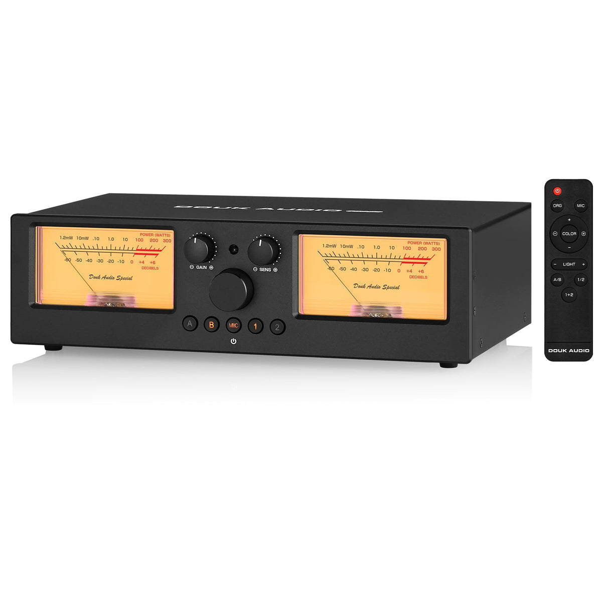 Douk Audio VU3 PRO – Selector de Amplificador/Parlantes 2×2 con Doble VU Meter Analógico Grande